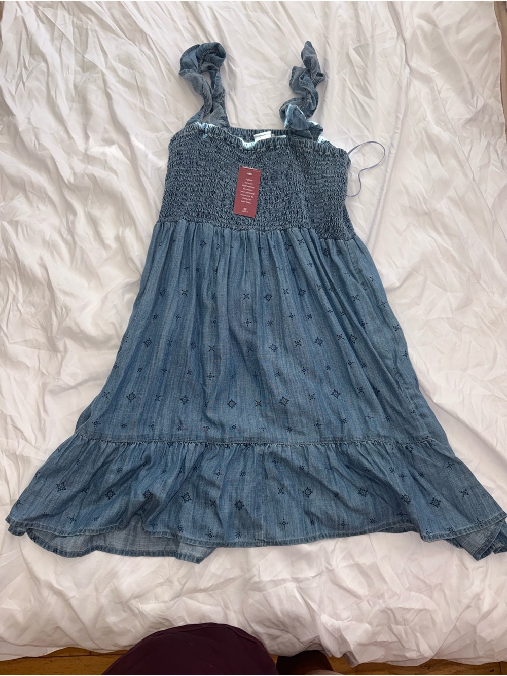 Ariat Blue Smocked Midi Sundress with Ruffle Straps